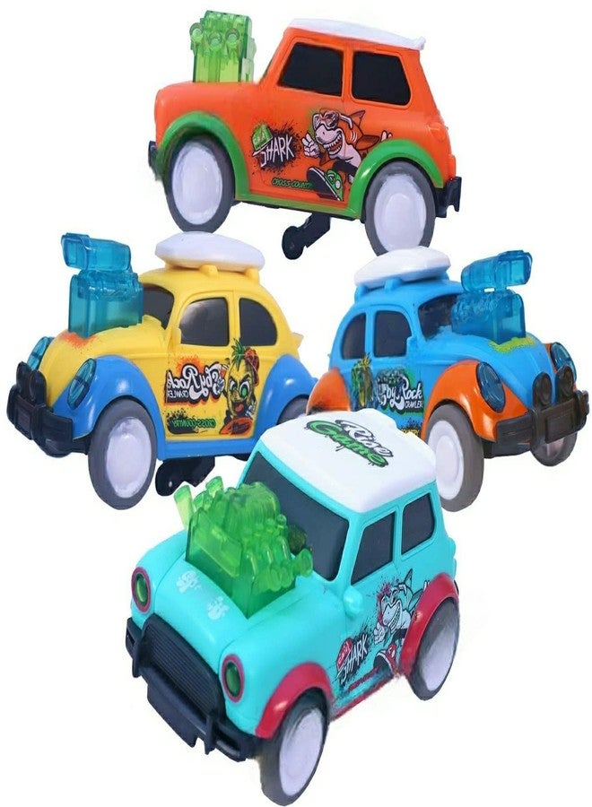 بلس بوينت سيارات الرقص بلس بوينت، قفزات وارتدادات وفرقعات تعمل بالاحتكاك، سيارات متينة وملونة وجذابة للدفع والانطلاق (مجموعة سيارات الرقص 4 قطع) - Image 1